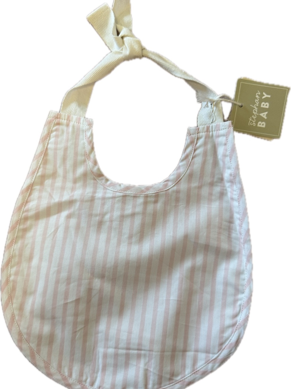 Stripe Baby Bib in Pink and White